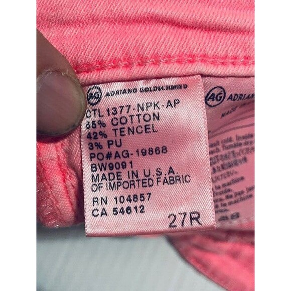 AG Adriano Goldschmied Jeans Womans 27R Pink The Stevie Ankle Slim Straight - Picture 14 of 16